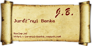 Jurányi Benke névjegykártya